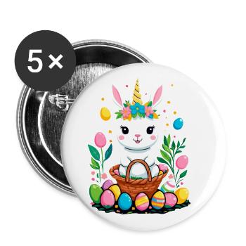 Funny Unicorn Easter Bunny Cute Easter Unicorn - Buttons large 2.2''/56 mm (5-pack) - white - Front
