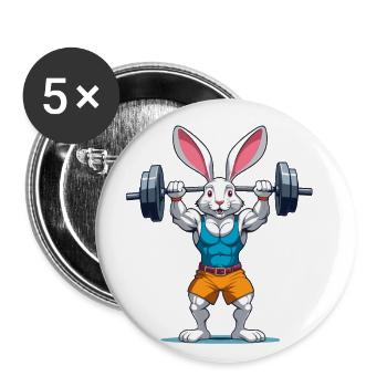 Lapin de Pâques Musculation Animal Drôle Séance D’entraînement - Lot de 5 grands badges (56 mm) - blanc - Devant