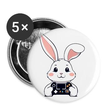 Easter Bunny Gamer & Iconic Easter Gaming - Buttons large 2.2''/56 mm (5-pack) - white - Front