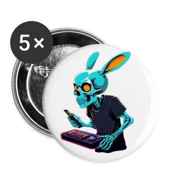 Osterhase Gamer Ikonisches Ostern Gaming - Buttons groß 56 mm (5er Pack) - Weiß - Vorne