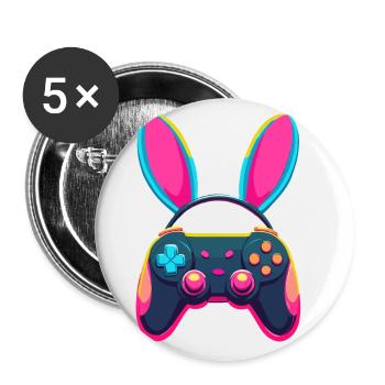 Lapin de Pâques Gamer & Gaming Streetwear Iconique - Lot de 5 grands badges (56 mm) - blanc - Devant