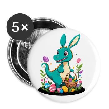 Iconic Easter Dinosaur Dinosaur Easter Bunny - Buttons large 2.2''/56 mm (5-pack) - white - Front