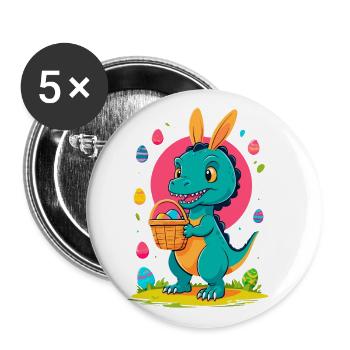 Iconic Easter Dinosaur Dinosaur Easter Bunny - Buttons large 2.2''/56 mm (5-pack) - white - Front
