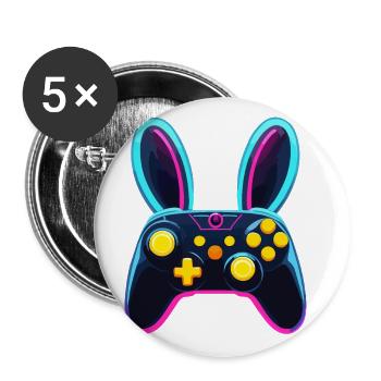Lapin de Pâques Gamer & Gaming Streetwear Iconique - Lot de 5 grands badges (56 mm) - blanc - Devant