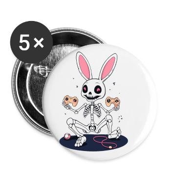 Osterhase Gamer Ikonisches Ostern Gaming - Buttons groß 56 mm (5er Pack) - Weiß - Vorne
