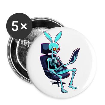 Osterhase Gamer Ikonisches Ostern Gaming - Buttons groß 56 mm (5er Pack) - Weiß - Vorne