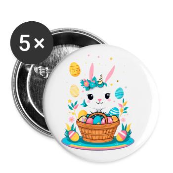 Licorne drôle lapin de Pâques Licorne mignonne Licorne de Pâques - Lot de 5 grands badges (56 mm) - blanc - Devant