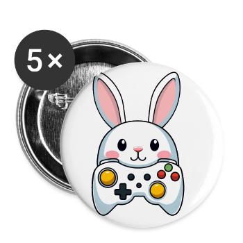 Easter Bunny Gamer Iconic Easter Gaming - Buttons large 2.2''/56 mm (5-pack) - white - Front