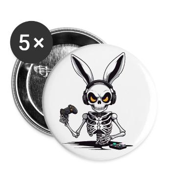 Lapin de Pâques Gamer & Gaming Streetwear Iconique - Lot de 5 grands badges (56 mm) - blanc - Devant