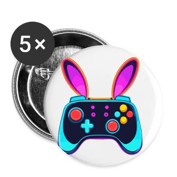 Lapin de Pâques Gamer & Gaming Streetwear Iconique - Lot de 5 grands badges (56 mm) - blanc - Devant