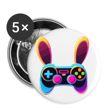 Lapin de Pâques Gamer Jeux de Pâques emblématiques - Lot de 5 grands badges (56 mm) - blanc - Devant