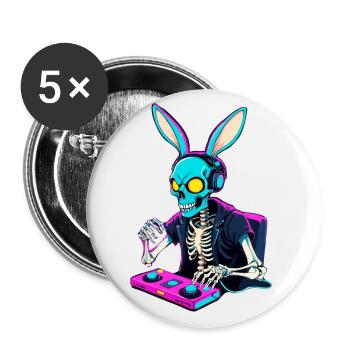 Lapin de Pâques Gamer & Gaming Streetwear Iconique - Lot de 5 grands badges (56 mm) - blanc - Devant
