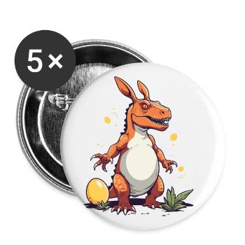 Iconic Easter Dinosaur and Dinosaur Easter Bunny - Buttons large 2.2''/56 mm (5-pack) - white - Front