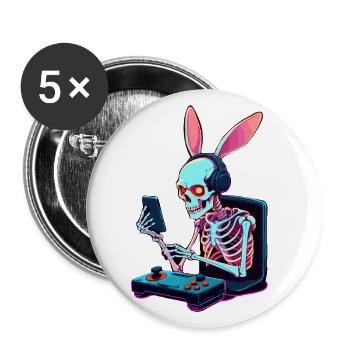 Lapin de Pâques Gamer et Design de streetwear de jeu - Lot de 5 grands badges (56 mm) - blanc - Devant