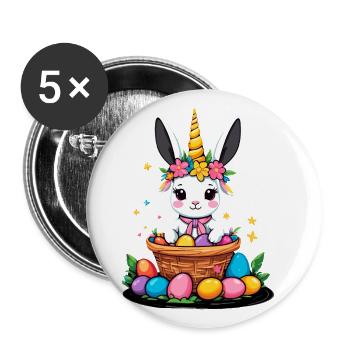 Funny Unicorn Easter Bunny Cute Easter Unicorn - Buttons large 2.2''/56 mm (5-pack) - white - Front