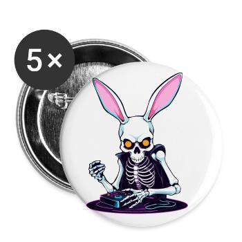 Lapin de Pâques Gamer et Design de streetwear de jeu - Lot de 5 grands badges (56 mm) - blanc - Devant