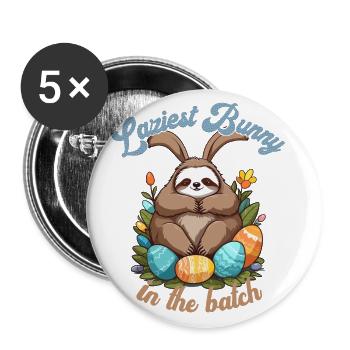 Funny Saying Sloth Easter Bunny Iconic - Buttons large 2.2''/56 mm (5-pack) - white - Front