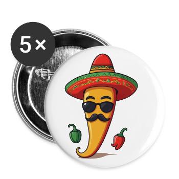 Aesthetic Chili Streetwear Heißer Scoville Stil - Buttons groß 56 mm (5er Pack) - Weiß - Vorne