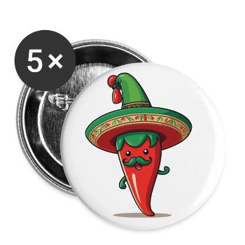 Aesthetic Chilischote Chili Streetwear Hot - Buttons groß 56 mm (5er Pack) - Weiß - Vorne