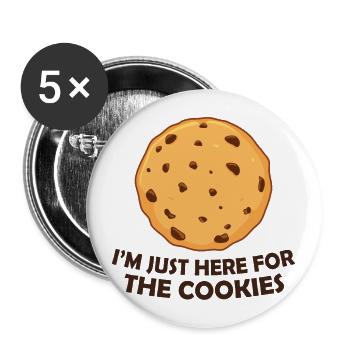 I'm Just Here For The Cookies - Buttons large 2.2''/56 mm (5-pack) - white - Front