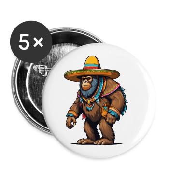 Mexican Bigfoot Sasquatch Sombrero - Buttons large 2.2''/56 mm (5-pack) - white - Front