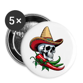 Aesthetic Chili Skull Design Mexikanisch Style - Buttons groß 56 mm (5er Pack) - Weiß - Vorne