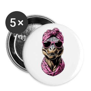 Drôle Dinosaure Maman Cool Dino Femme Style - Lot de 5 grands badges (56 mm) - blanc - Devant