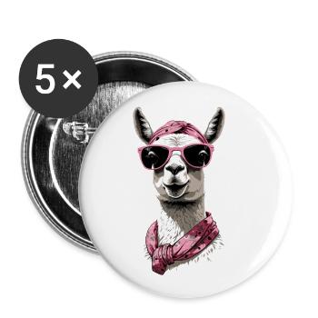 Lama aimant maman drôle maman Design - Lot de 5 grands badges (56 mm) - blanc - Devant