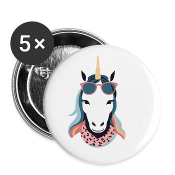 Einhorn Mama Einhörner Liebende Lustige Stylische - Buttons groß 56 mm (5er Pack) - Weiß - Vorne