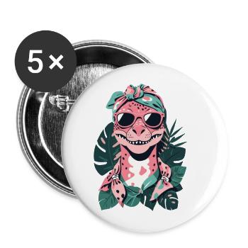 Drôle Dinosaure Maman Cool Dino Femme Style - Lot de 5 grands badges (56 mm) - blanc - Devant