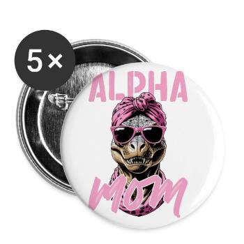 Alpha Mom Funny Iconic Dinosaur Mom - Buttons large 2.2''/56 mm (5-pack) - white - Front