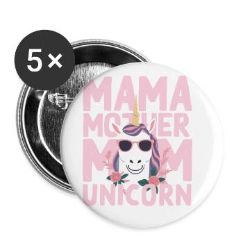 Licorne Maman Drôle Élégant Licorne Femme - Lot de 5 grands badges (56 mm) - blanc - Devant