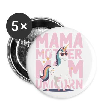 Licorne Maman Licornes Aimant Drôle Élégant - Lot de 5 grands badges (56 mm) - blanc - Devant