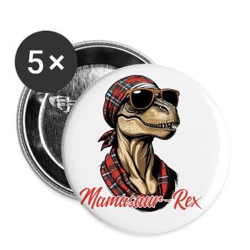 Mamasaur Rex Funny Dinosaur Mother Iconic - Buttons large 2.2''/56 mm (5-pack) - white - Front