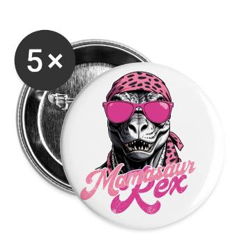 Mamasaur Rex Funny Dinosaur Mother Style - Buttons large 2.2''/56 mm (5-pack) - white - Front