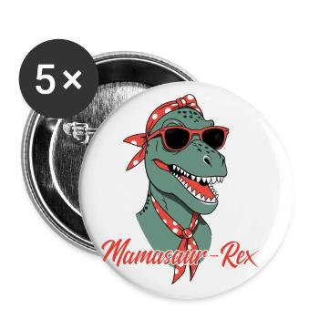 Mamasaur Rex Funny Dinosaur Mother Style - Buttons large 2.2''/56 mm (5-pack) - white - Front