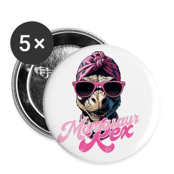Mamasaur Rex Funny Dinosaur Mother Iconic - Buttons large 2.2''/56 mm (5-pack) - white - Front