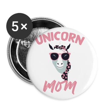 Licorne Maman Licornes Élégantes Femme Aimante - Lot de 5 grands badges (56 mm) - blanc - Devant