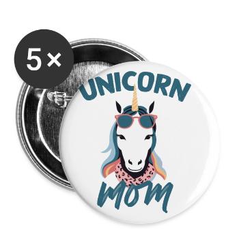 Licorne Maman Licornes Élégantes Amoureux - Lot de 5 grands badges (56 mm) - blanc - Devant