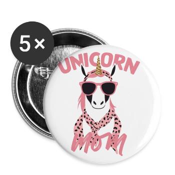 Einhorn Mama Einhörner Liebende Lustige Stylische - Buttons groß 56 mm (5er Pack) - Weiß - Vorne