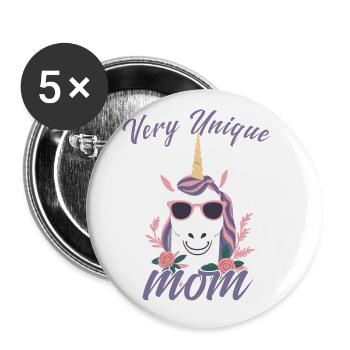 Very Unique Mom Unicorn Mom Design - Buttons large 2.2''/56 mm (5-pack) - white - Front