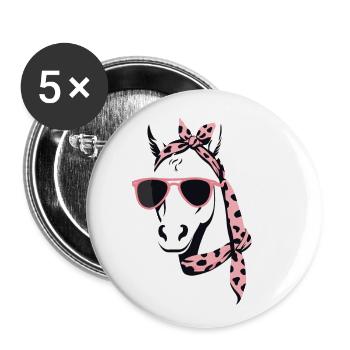 Maman Cheval Cheval Amant Mère Cheval Fille - Lot de 5 grands badges (56 mm) - blanc - Devant