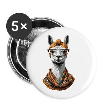 Lama Liebende Mama Lustiges Design Muttertag - Buttons groß 56 mm (5er Pack) - Weiß - Vorne