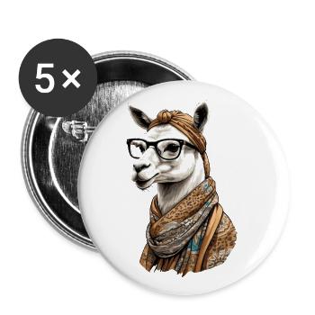 Lama Alpaca Lustiges Mutter Design Liebe - Buttons groß 56 mm (5er Pack) - Weiß - Vorne