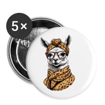 Funny Llama Alpaca Mother Design Lovers - Buttons large 2.2''/56 mm (5-pack) - white - Front