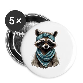Mama Raccoon Raccoon Amoureux du raton laveur - Lot de 5 grands badges (56 mm) - blanc - Devant