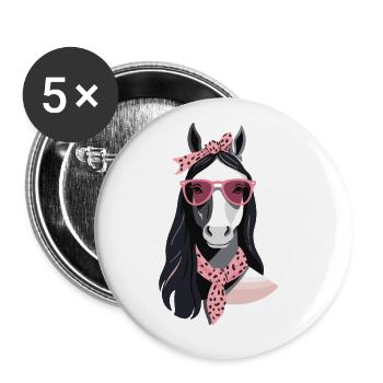Mama Pferd Pferdeliebhaber Mutter Stilvolle Liebe - Buttons groß 56 mm (5er Pack) - Weiß - Vorne