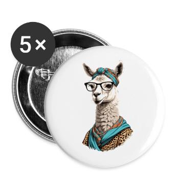 Conception drôle d’alpaga lama pour la fête des mères - Lot de 5 grands badges (56 mm) - blanc - Devant
