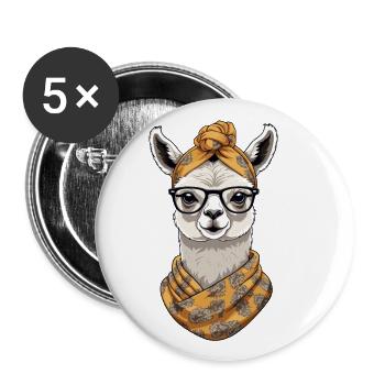 Llama Loving Mom Funny Design Mother's Day - Buttons large 2.2''/56 mm (5-pack) - white - Front