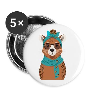 Lustige Capymama Wasserschwein Mutter Design - Buttons groß 56 mm (5er Pack) - Weiß - Vorne